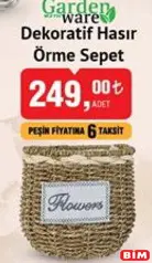 GARDEN WARE DEKORATİF HASIR ÖRME SEPET
